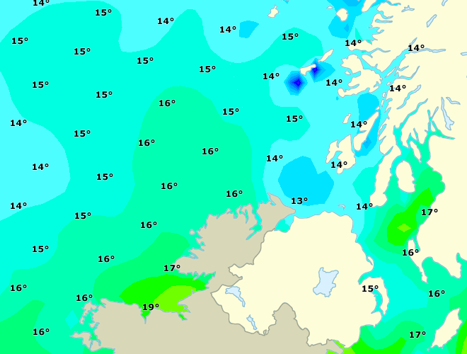 Forecast for surface temperature in Malin Forecast.co.uk