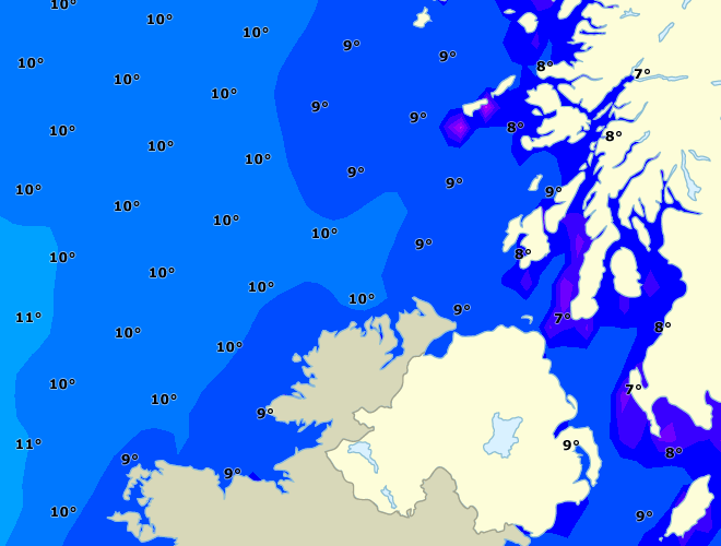 Forecast for surface temperature in Malin Forecast.co.uk